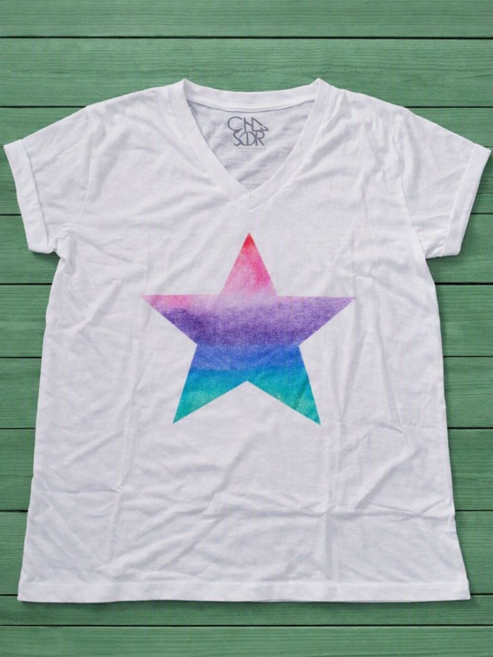 Chaser White Short Sleeve Tee Star Graphic Recycled Large NIP